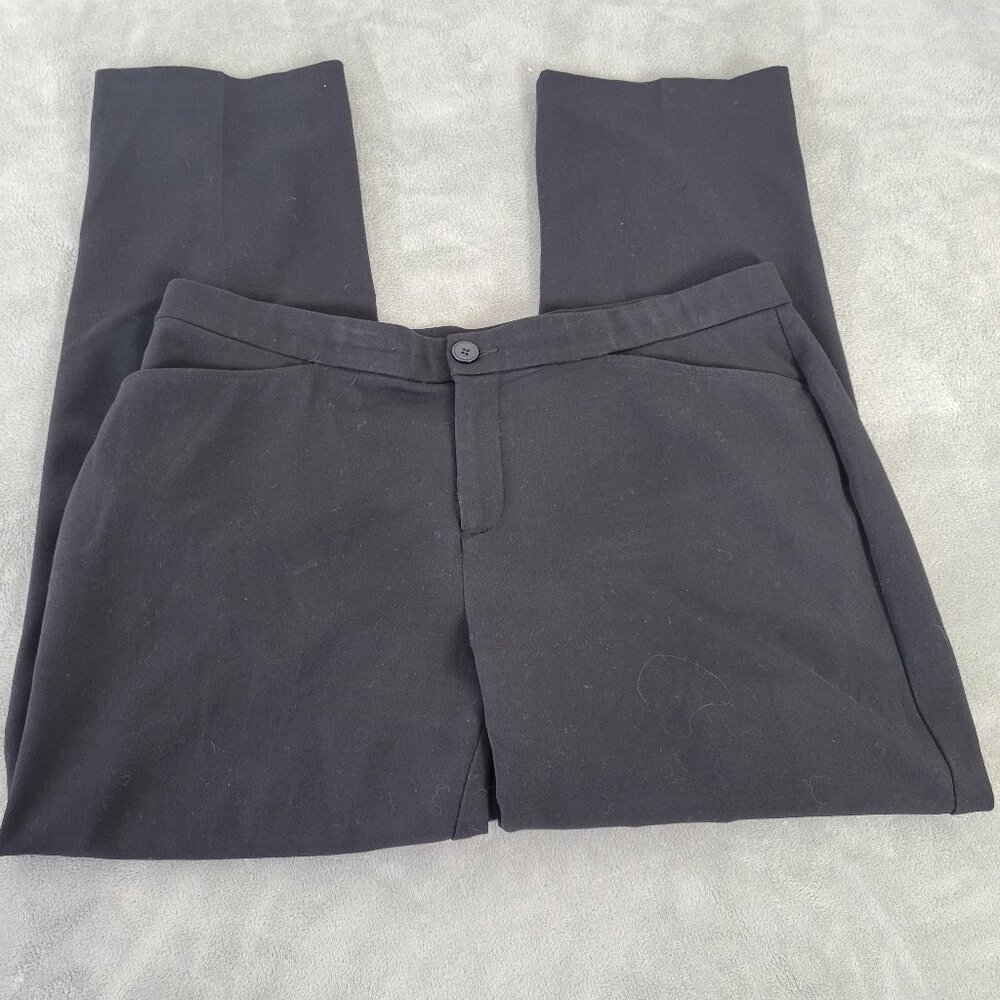 CJ Banks 18W Black Pants Women's Straight Leg Zip Elastic‎ Waist Pockets SL41E